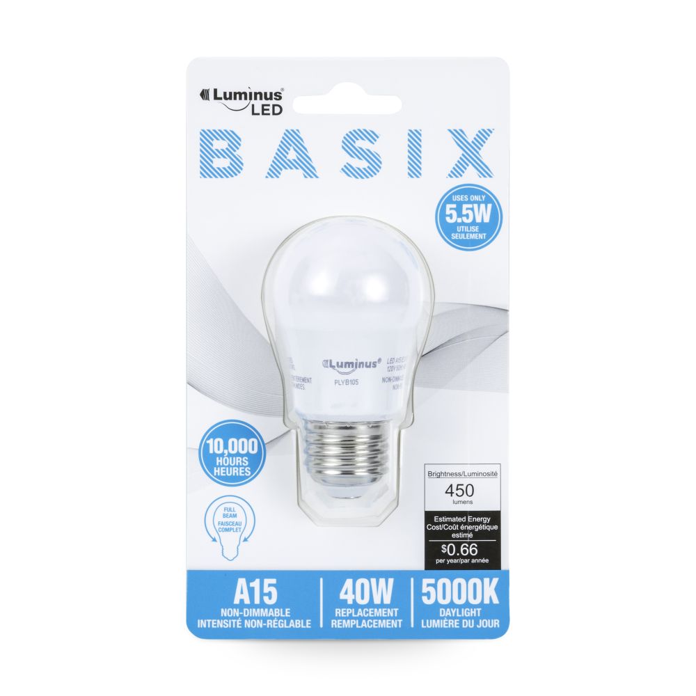 Ampoule DEL type A15 5,5W / 450L lumière du jour Luminus