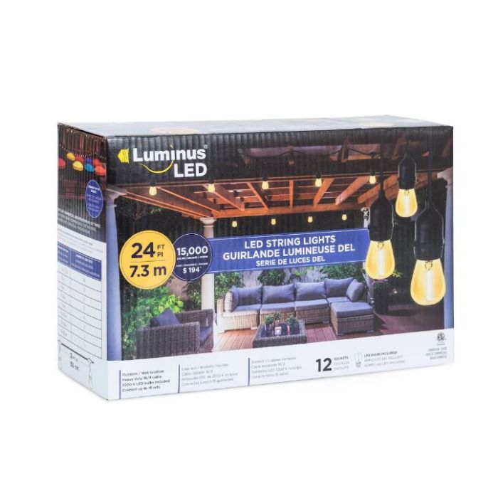 Jeu de 12 lumières extérieures DEL 24 pi 2200k Luminus