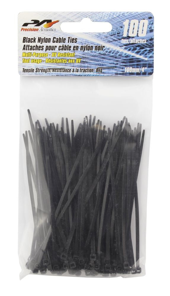 Attache de nylon 4 po noir (paquet de 100)