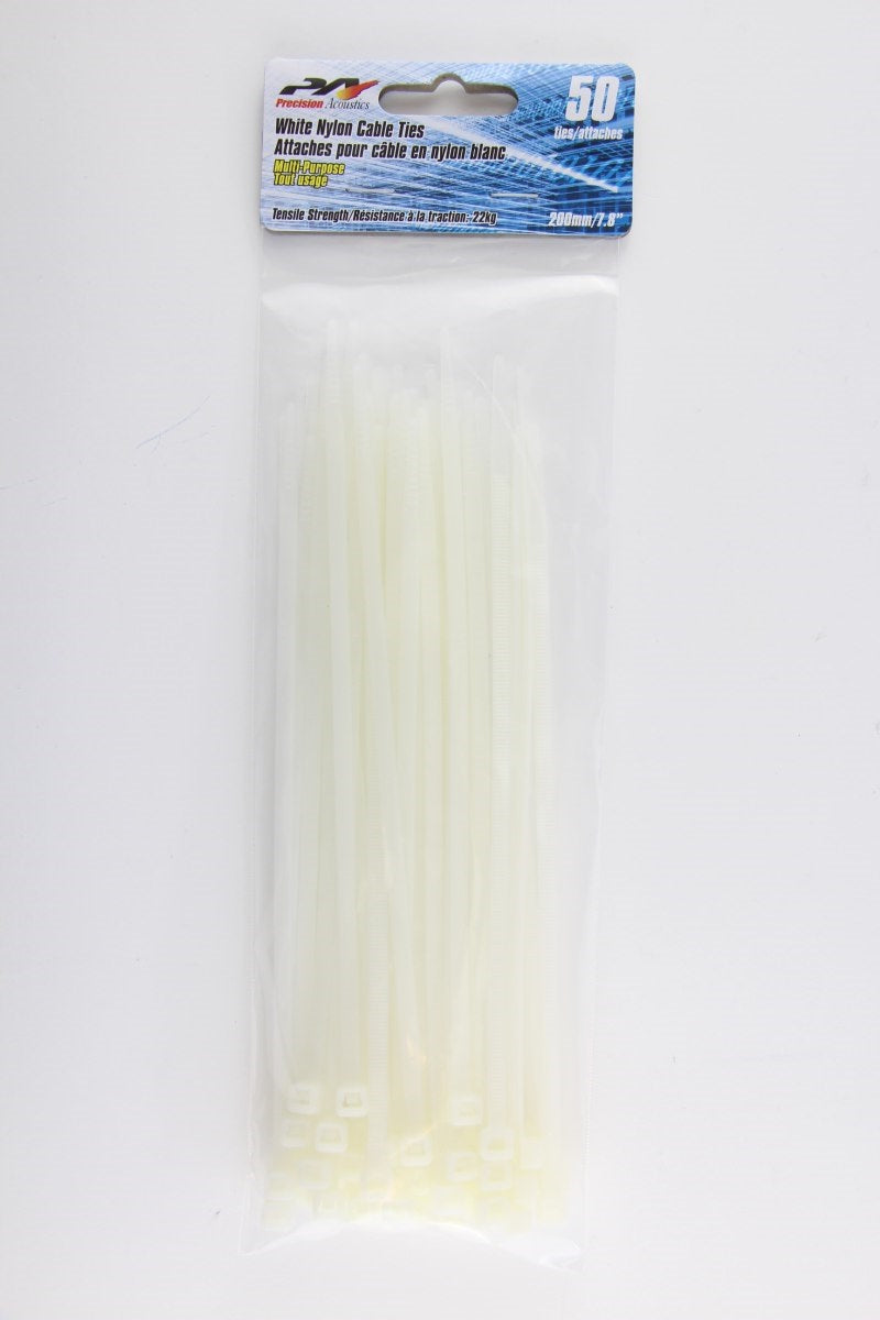 Attache de nylon 7,75 po blanc (paquet de 50)