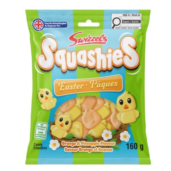 Bonbons Squashies poussin de Pâques 160 g saveur orange et ananas