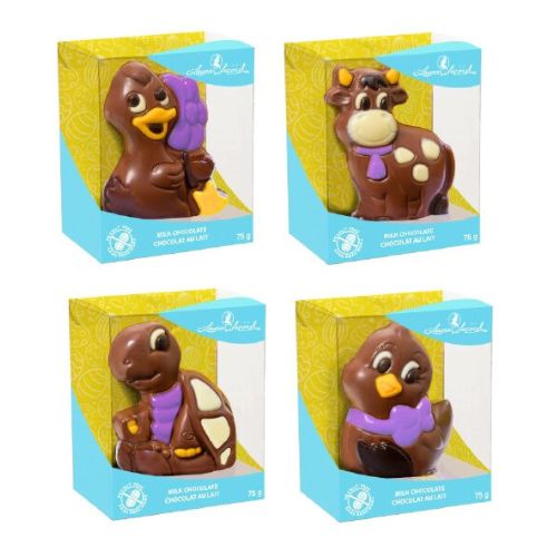 Chocolat au lait Laura Secord 75 g poussin, vache, canard ou tortue