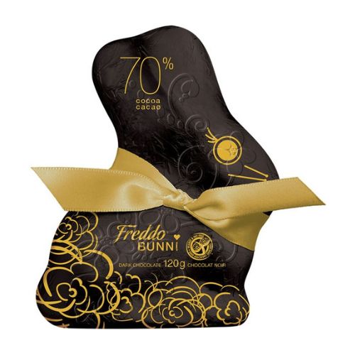 Chocolat noir 70% cacao 120 g Freddo lapin fleur dorée