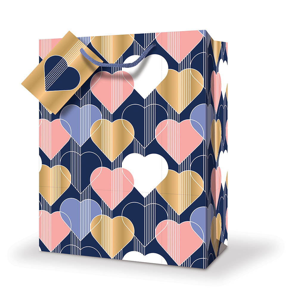 Sac cadeau moyen 7 po x 9 po coeurs