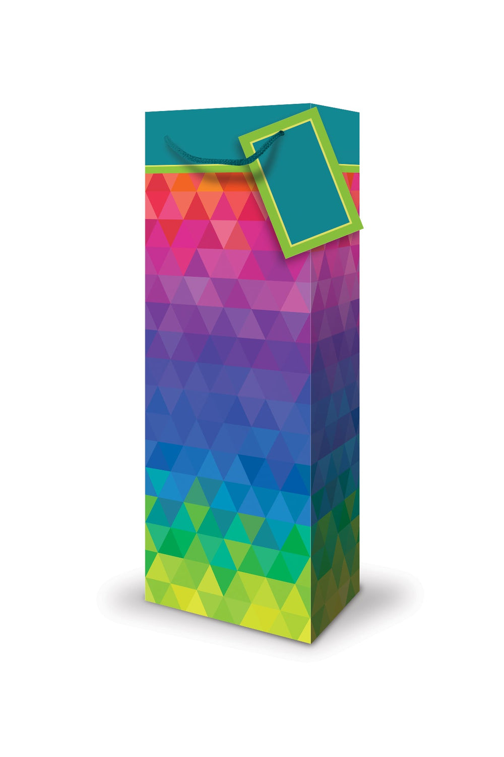 Sac cadeau bouteille de vin 5 po x 14 po triangles arc-en-ciel