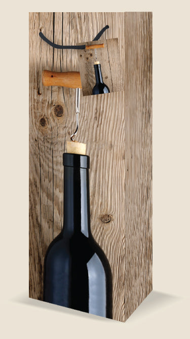 Sac cadeau bouteille de vin 5 po x 14 po bois