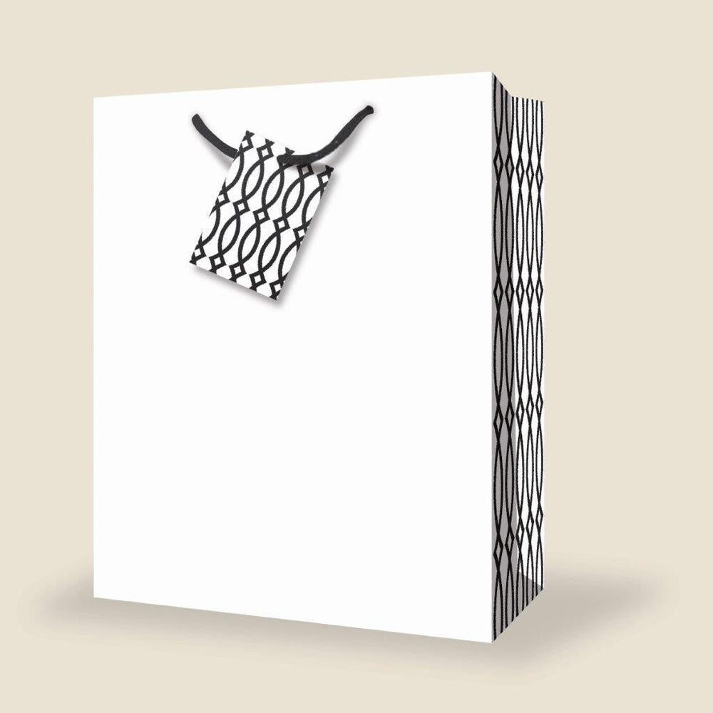 Sac cadeau moyen 7 po x 9 po blanc et noir