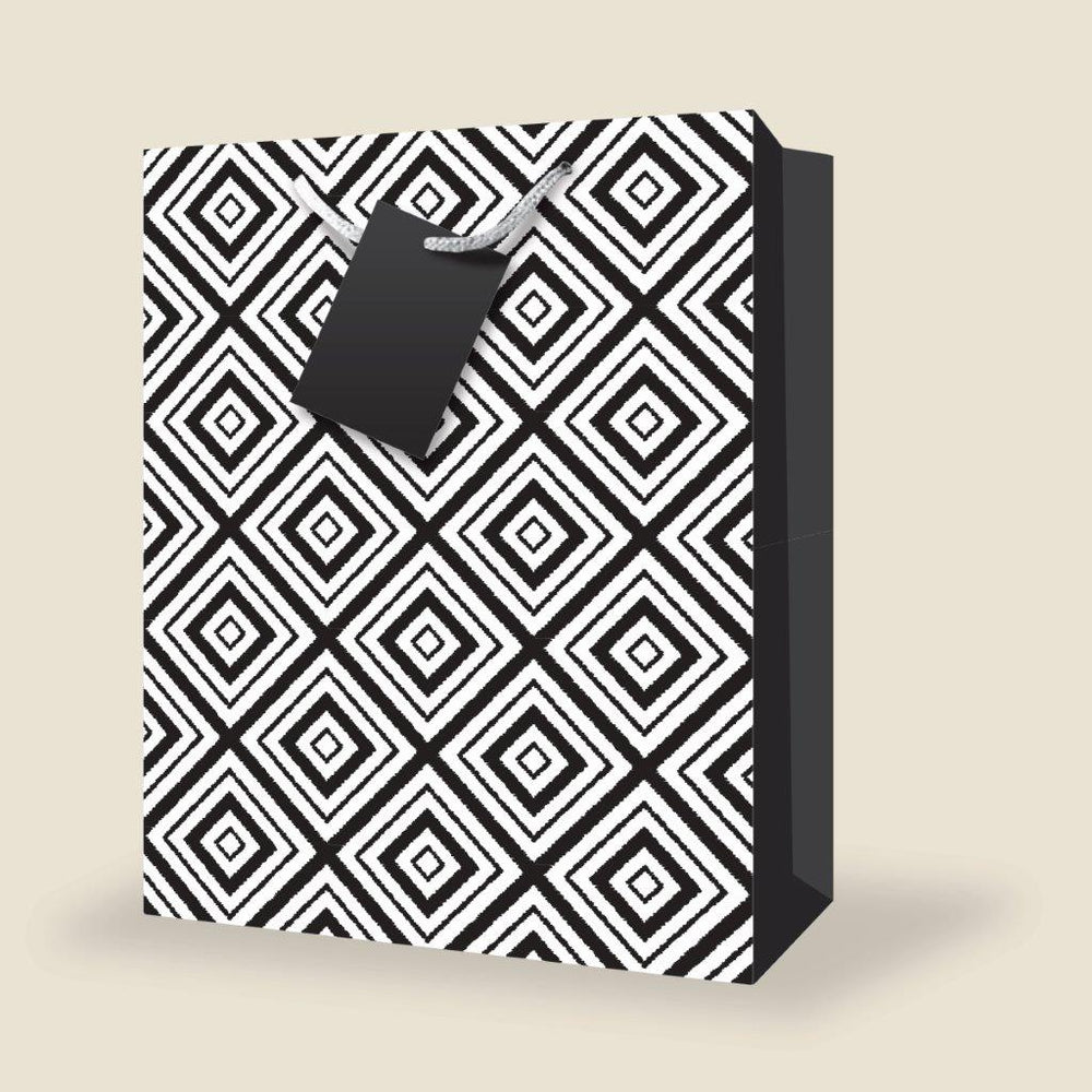 Sac cadeau moyen 7 po x 9 po noir et blanc