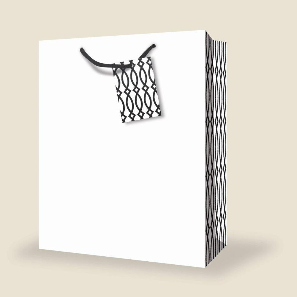 Sac cadeau très grand 13 po x 18 po blanc et noir