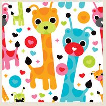 Papier d'emballage 30 po x 96 po girafes juvéniles