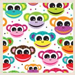 Papier d'emballage 30 po x 96 po singes colorés
