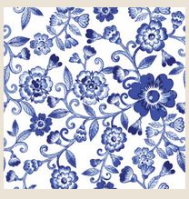 Papier d'emballage 30 po x 96 po fleurs bleues