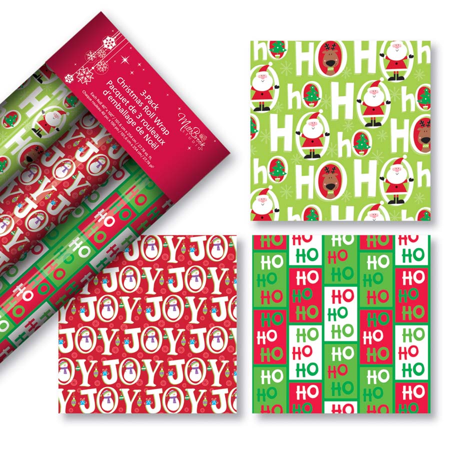Papier d'emballage de Noël 40 po x 100 po (3 rouleaux)