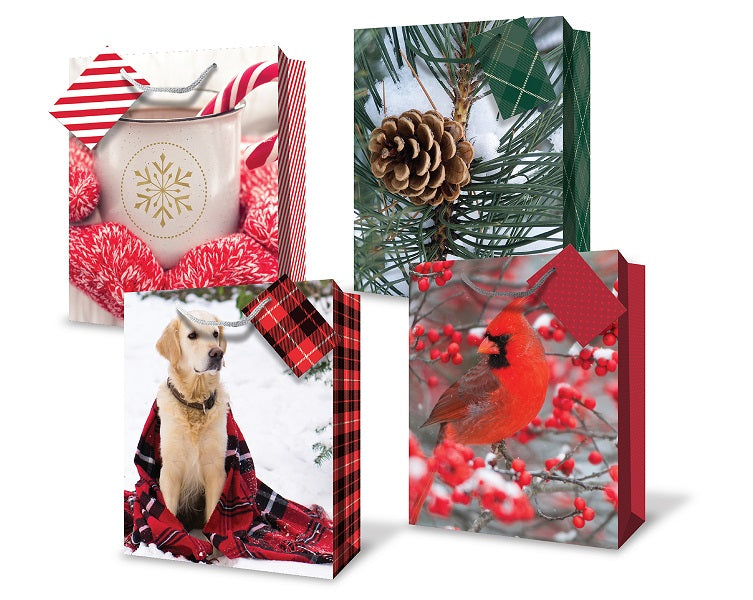 Sac cadeau grand photo d'hiver