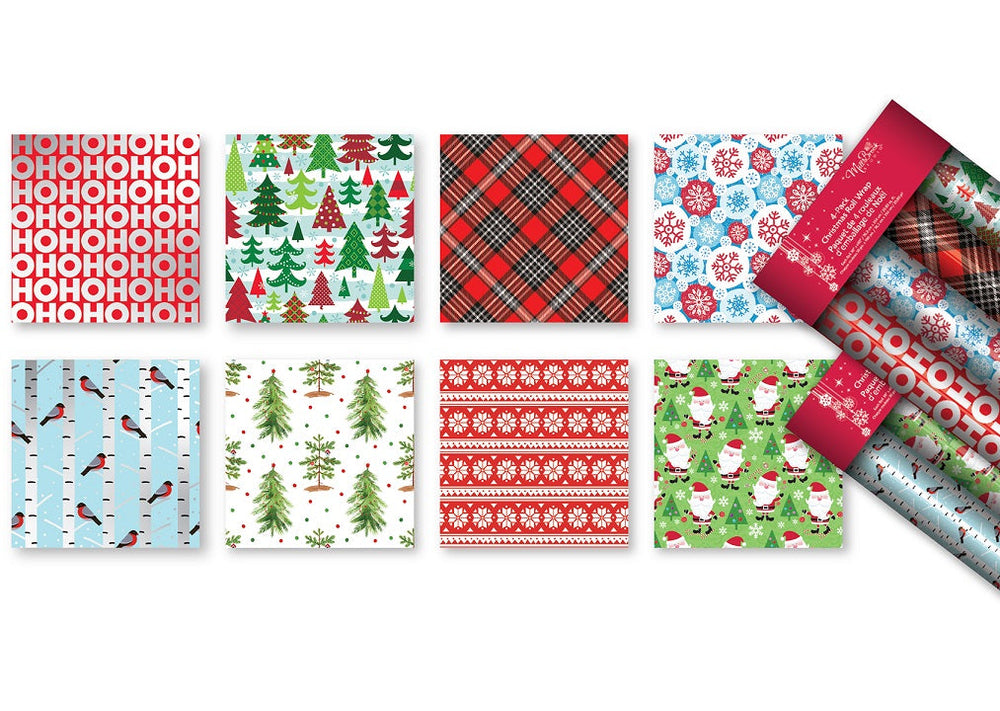 Papier d'emballage de Noël 30 po x 66 po (4 rouleaux)