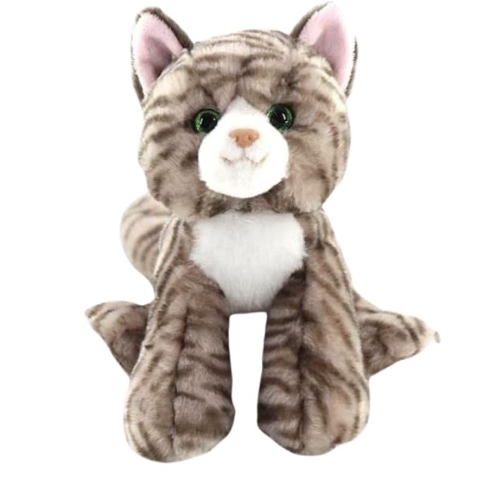 Peluche 9 po chat tigré gris