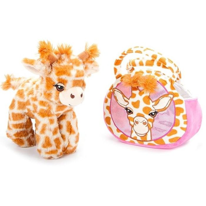 Peluche girafe avec un sac