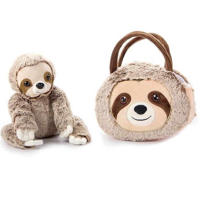 Peluche paresseux avec un sac