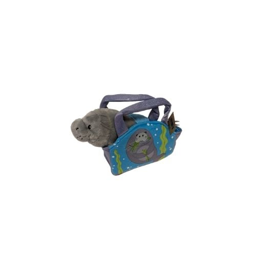 Peluche lamantin avec un sac