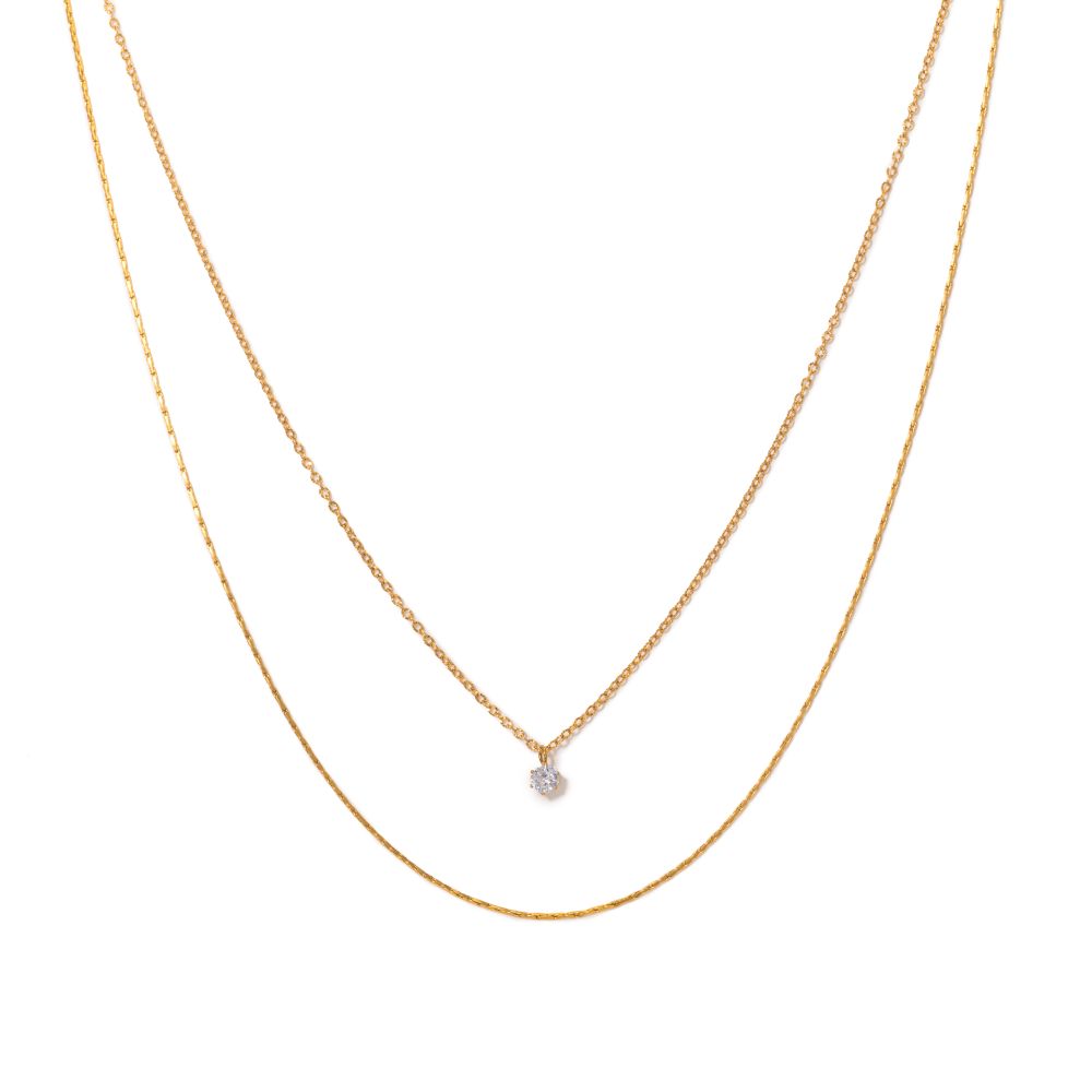 Collier double Soleil - or