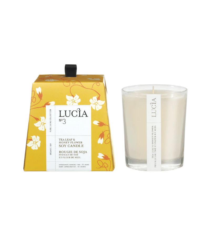 Chandelle de soya feuille de thé et fleur de miel (20 heures)