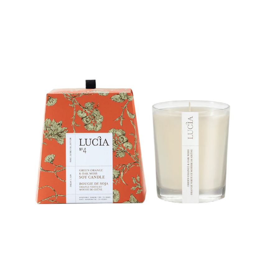 Chandelle de soya orange verte et mousse de chêne (20 heures)