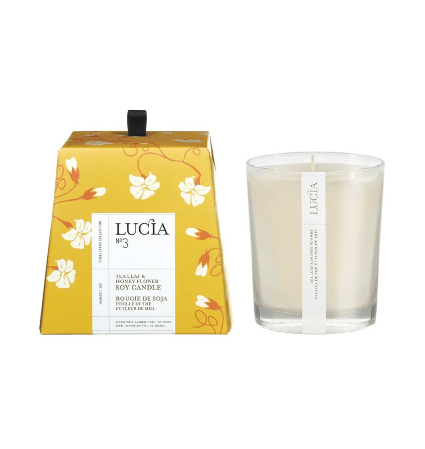 Chandelle de soya feuille de thé et fleur de miel (50 heures)