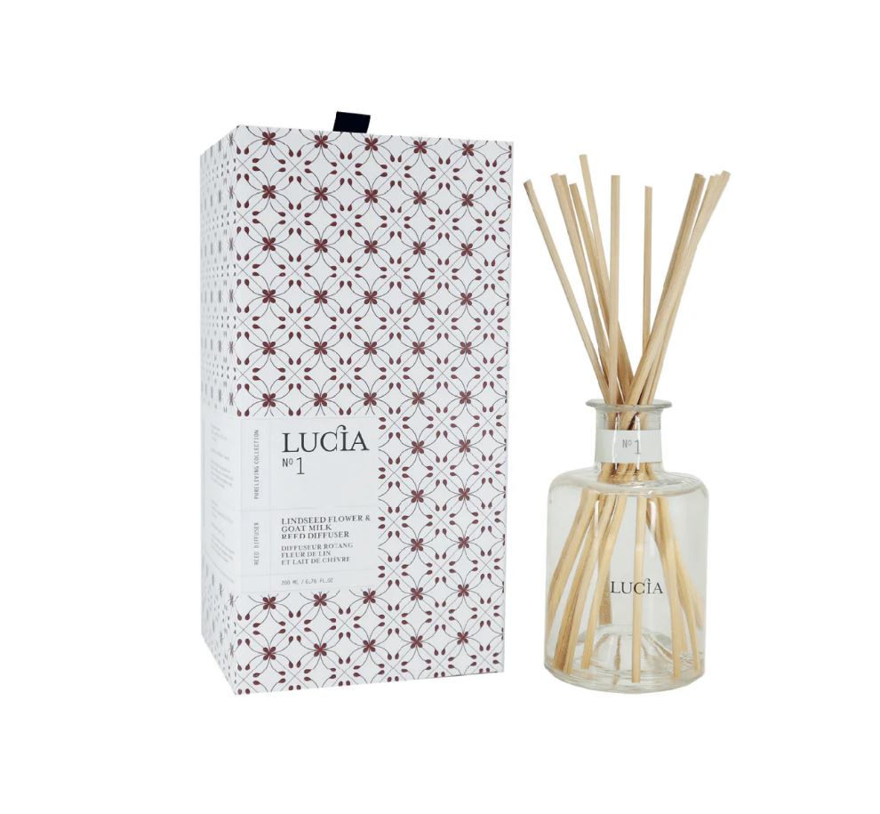 Diffuseur d'ambiance avec tige de rotang 200 ml fleur de lin et lait de chèvre