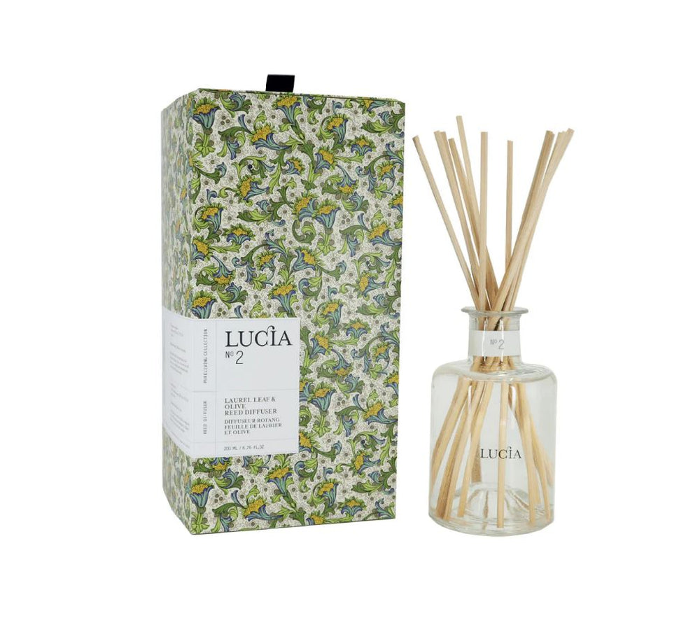 Diffuseur d'ambiance avec tige de rotang 200 ml huile d'olive et feuille de laurier