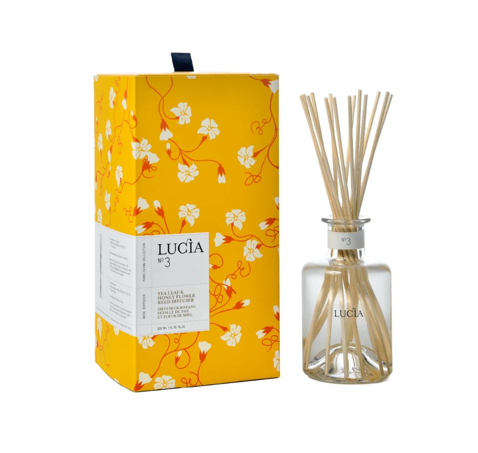 Diffuseur d'ambiance avec tige de rotang 200 ml feuille de thé et miel sauvage