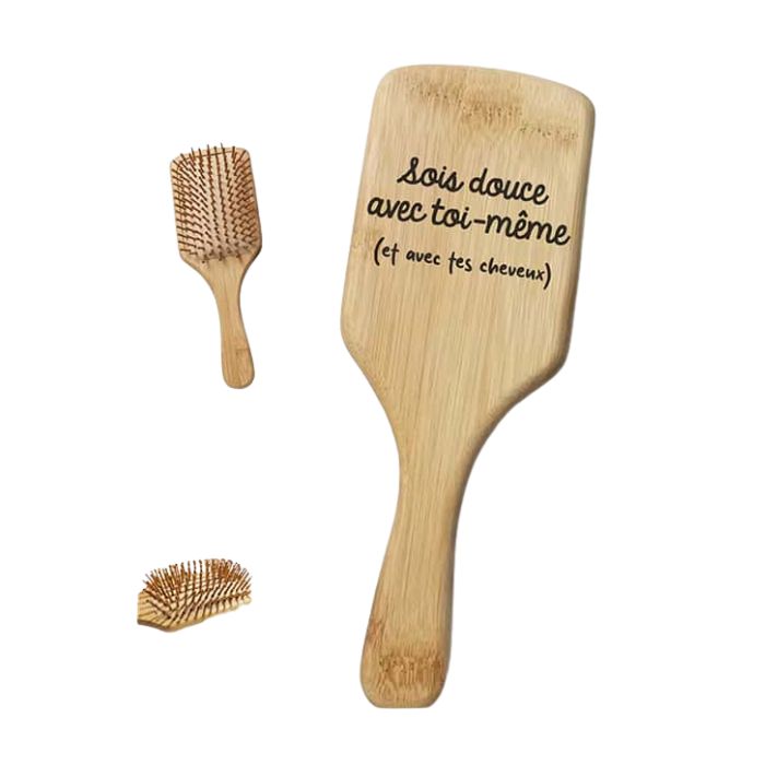 Brosse à cheveux 100% bambou - Sois douce avec toi-même