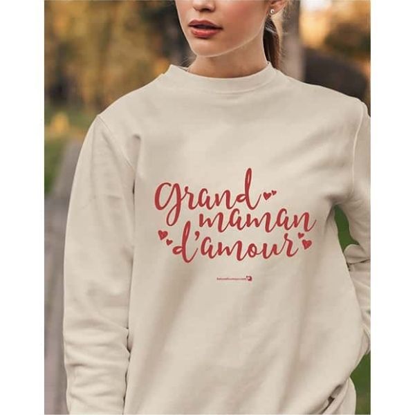 Chandail à manches longues adulte beige (crewneck) - Grand-maman d'amour
