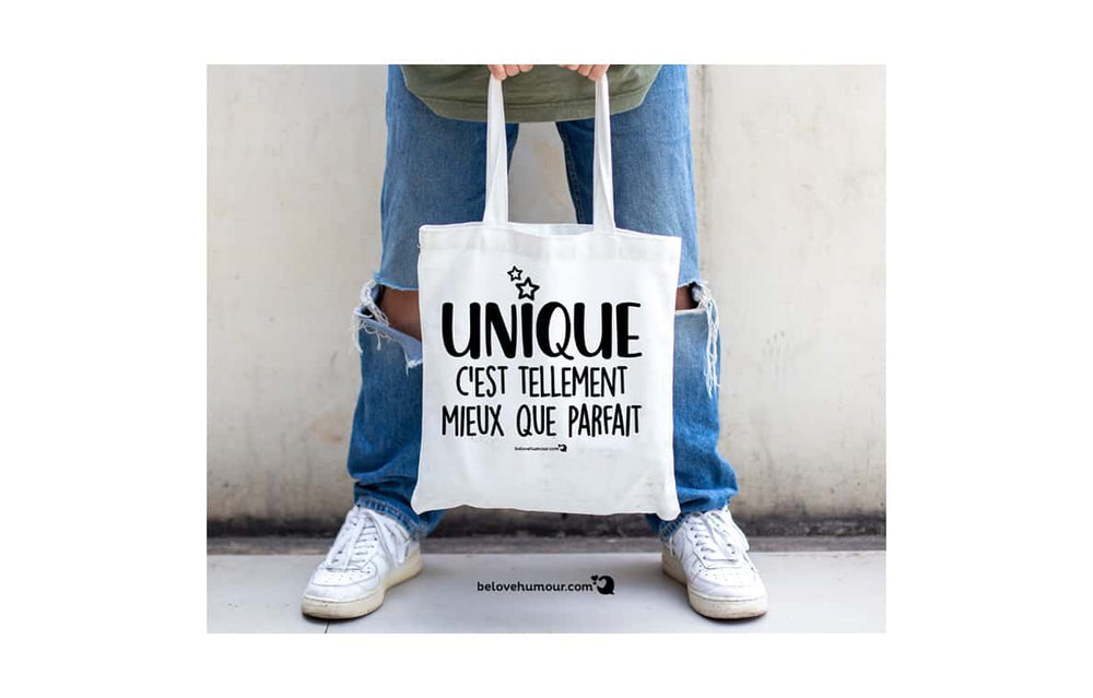 Sac réutilisable en coton 15 po x 16 po x 3 po - Unique c'est tellement mieux que parfait
