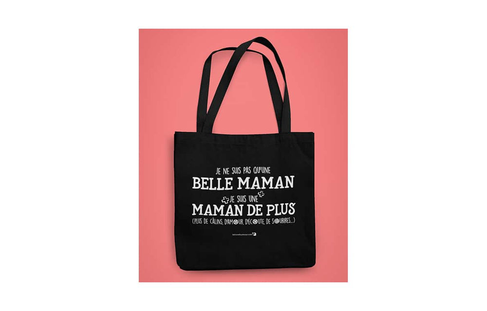 Sac réutilisable en coton noir - Pas qu'une belle maman