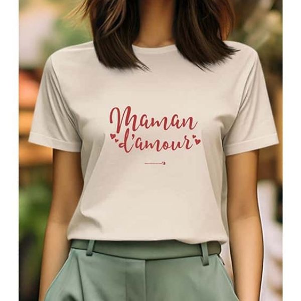 T-shirt adulte beige - Maman d'amour