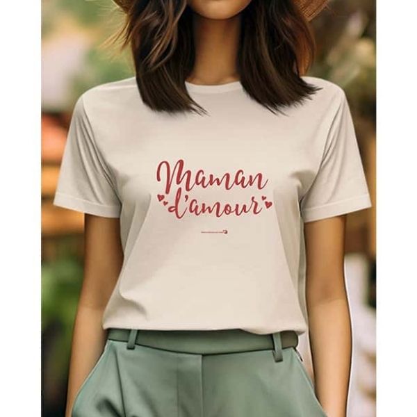 T-shirt adulte beige - Maman d'amour