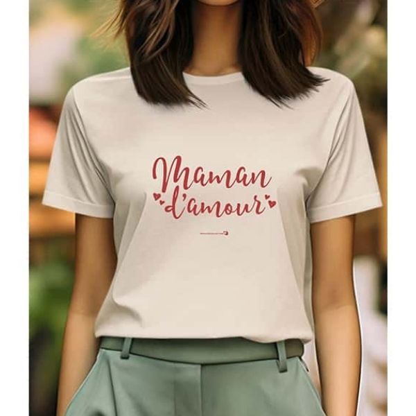 T-shirt adulte beige - Maman d'amour