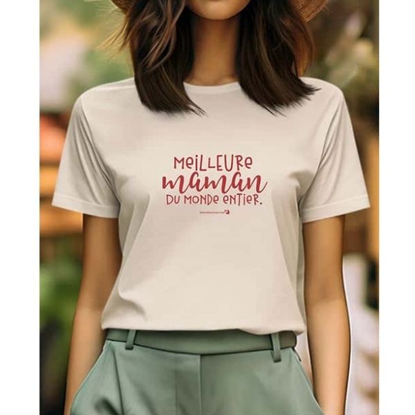 T-shirt adulte beige - Meilleure maman du monde entier