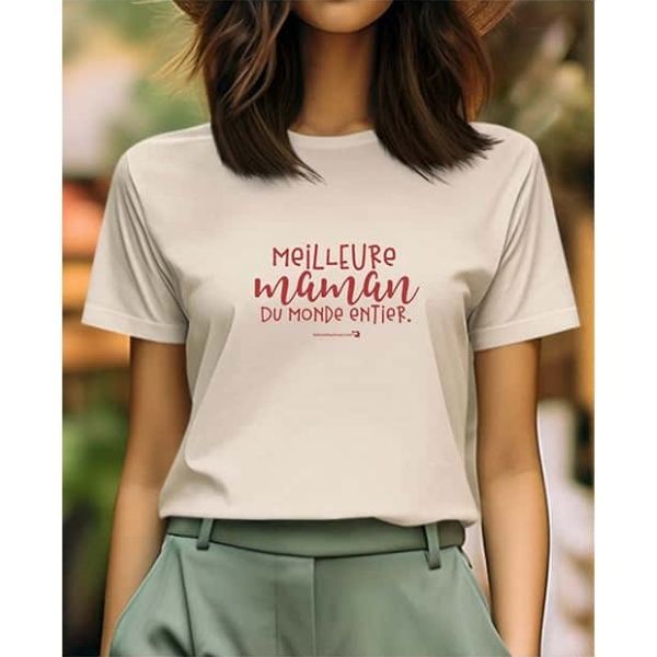 T-shirt adulte beige - Meilleure maman du monde entier