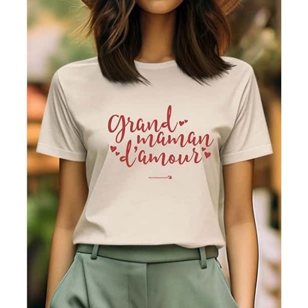 T-shirt adulte beige - Grand-maman d'amour