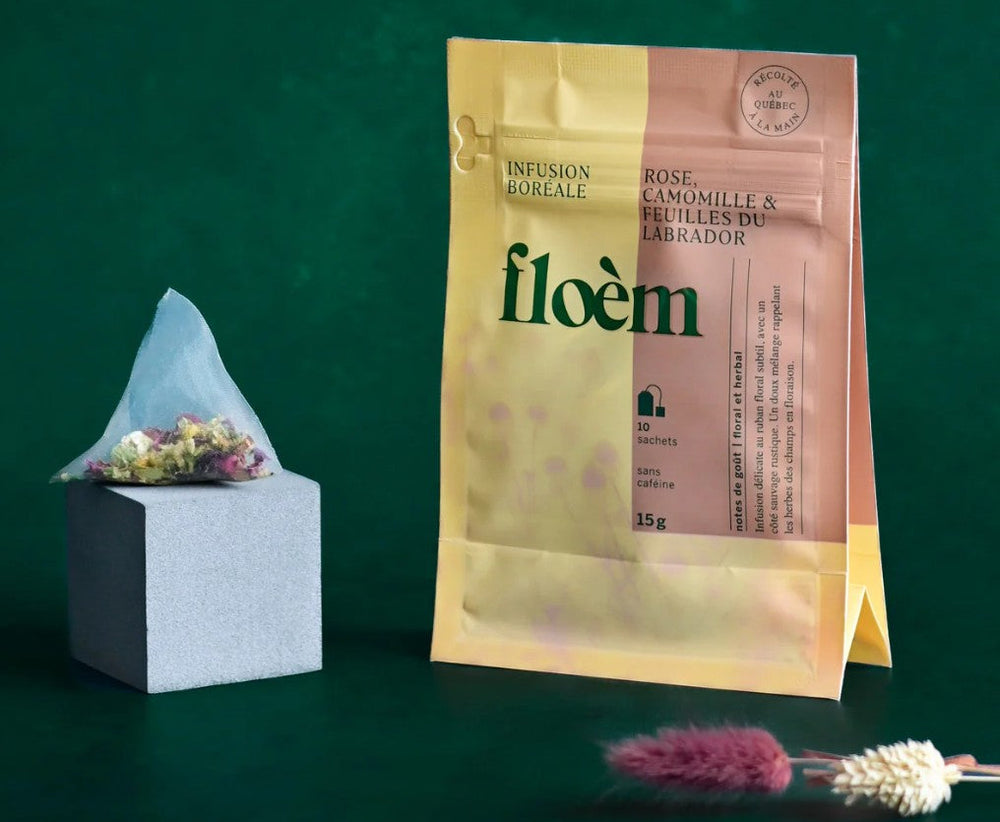 Tisane en sachet Floèm - Rose, camomille et feuille du Labrador 15 g (paquet de 10 sachets)