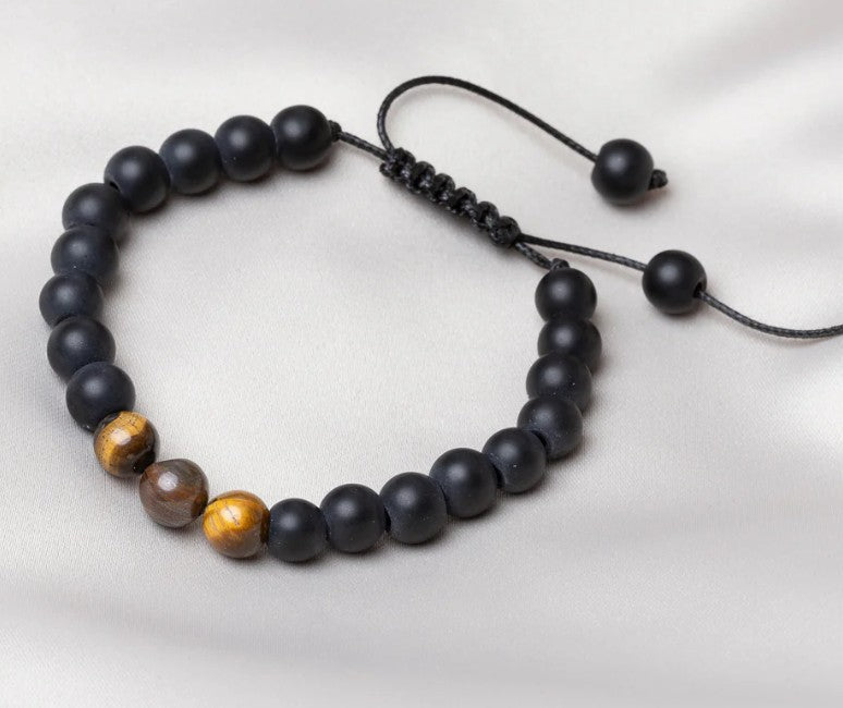 Bracelet Le brut - billes noires et de bois