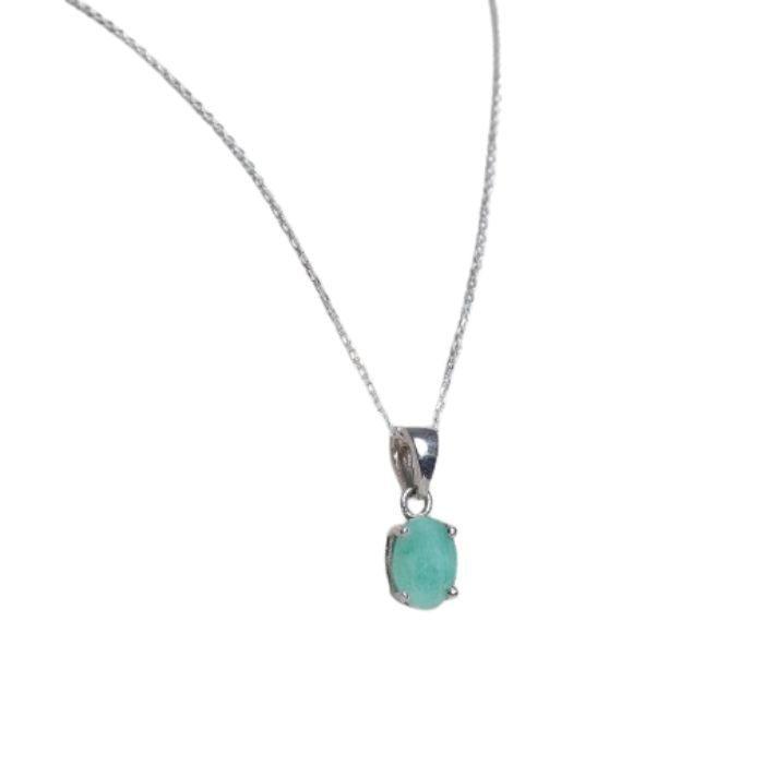 Pendentif Le chatoyant 6 mm x 15 mm argent avec pierre d'émeraude