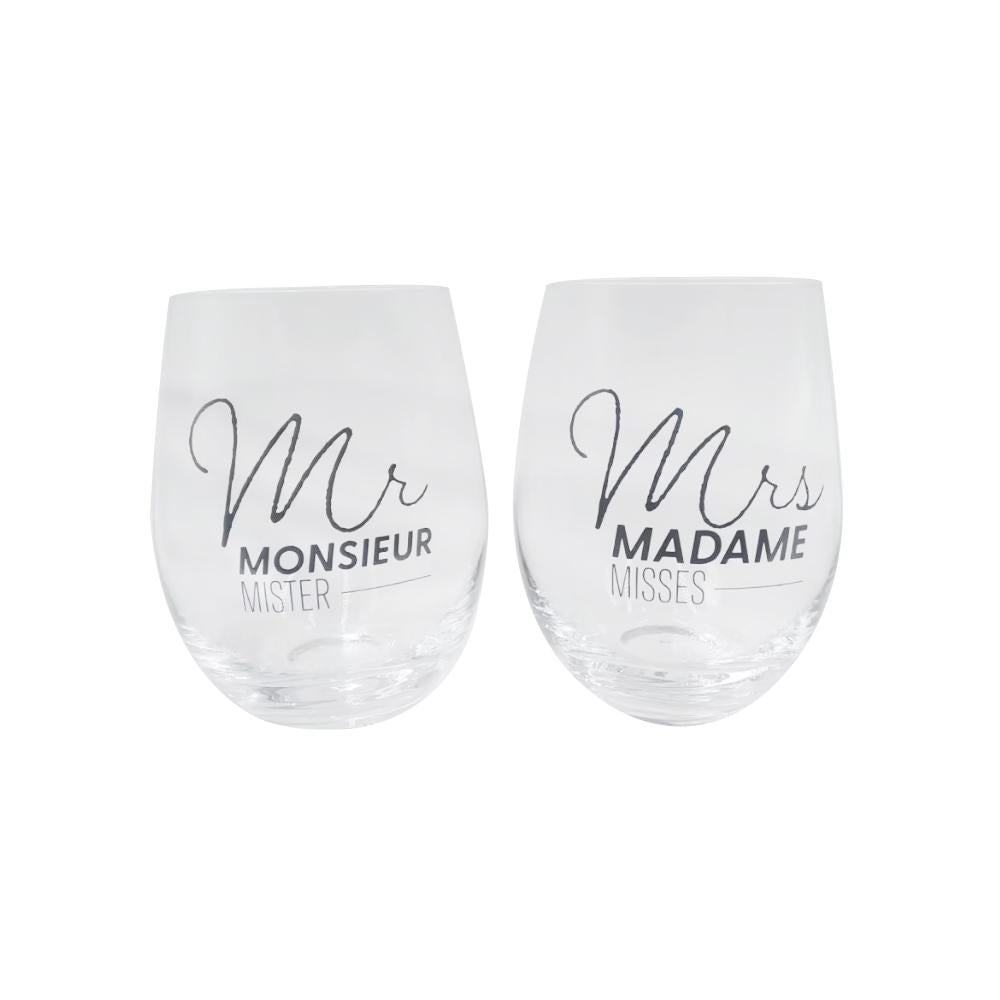 Duo de verres à vin - Monsieur / Madame
