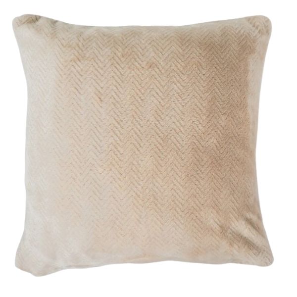 Coussin 18 po x 18 po en micro flanelle beige