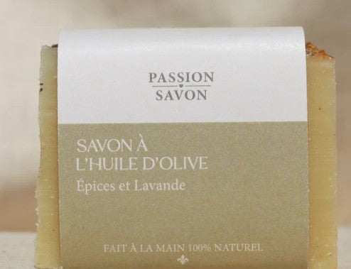 Savon en barre à l'huile d'olive 100 g épices et lavande