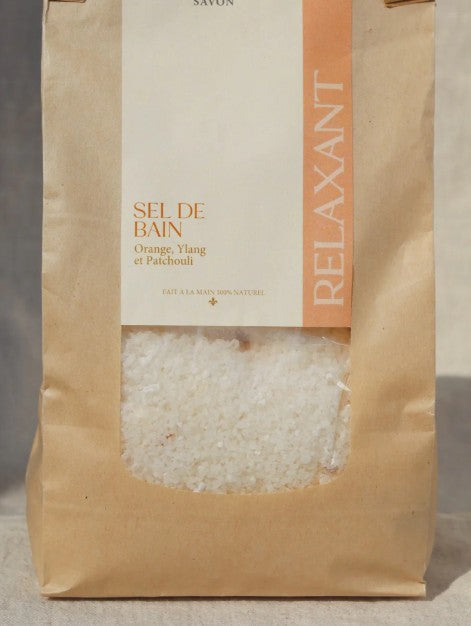 Sel de bain 1 kg orange, ylang-ylang et patchouli