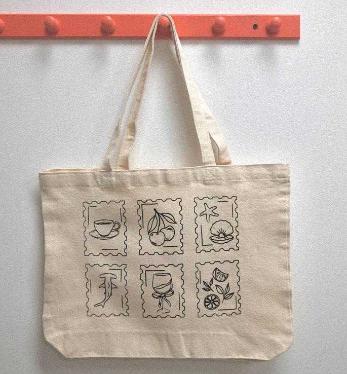 Sac réutilisable en coton 44 po x 36 po timbres