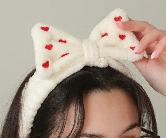 Bandeau self-care coeurs brodés