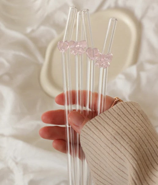Ensemble de 4 pailles coeurs et boucles